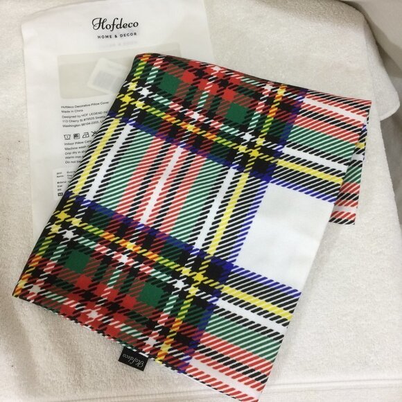 Hofdeco Throw Pillow Cover Scottish Plaid Hidden Zipper Open Box Unused 18x18 - Picture 1 of 3